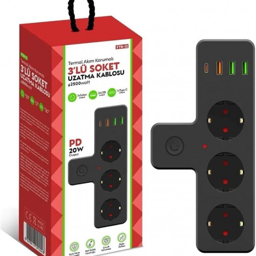 TYP-C Usb Girişli 3 lü Priz Kamera